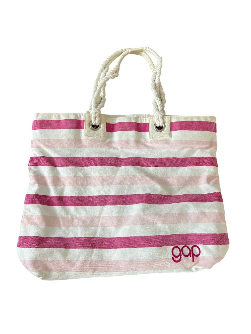 Y2K Gap Striped Pink & White Large Tote Bag